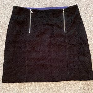 LOFT Black Double Zipper Skirt